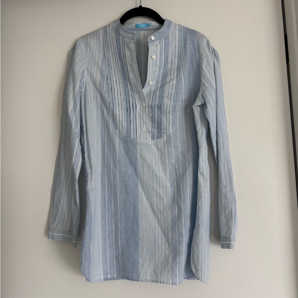 J. McLaughlin Light Blue Striped Shirt